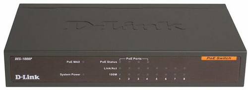 DES-1008PA-A1 - D-LINK 8-Port 10/100 PoE Unmanaged Network Switch