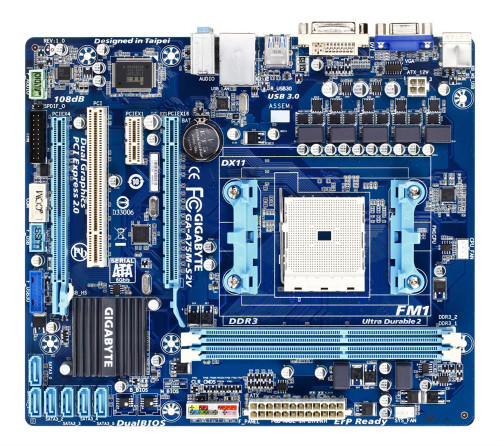 GA-A75M-S2V Gigabyte Socket FM1 AMD A75 Chipset AMD A-Series/ E2-Series Processors Support DDR3 2x DIMM 6x SATA 6.0Gb/s Micro-ATX Motherboard (