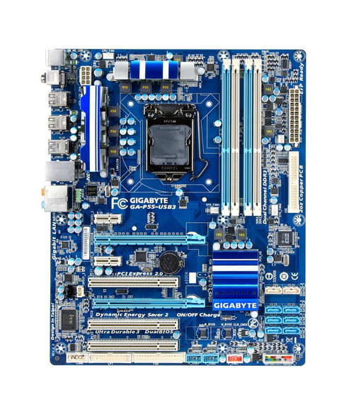 GA-P55-USB3 Gigabyte Socket LGA 1156 Intel P55 Express Chipset Core i7 / i5 / i3 Processors Support DDR3 4x DIMM 6x SATA 3.0Gb/s ATX Motherboard (