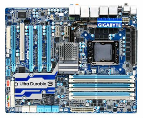 GA-X58A-UD7 Gigabyte Socket LGA 1366 Intel X58 + ICH10R Chipset Core i7 Processors Support DDR3 6x DIMM 8x SATA 3.0Gb/s ATX Motherboard
