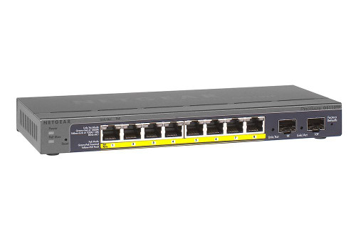 GS110TP - NetGear ProSafe 8-Ports 10/100/1000Mbps Gigabit PoE Smart Switch with 2 Gigabit Fiber SFP Ports