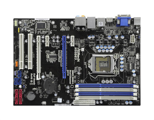 H55DE3 ASRock Socket LGA 1156 Intel H55 Chipset Core i7 / i5 / i3 / Pentium G6950 Processors Support DDR3 4x DIMM 4x
