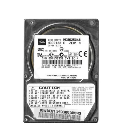 HDD2188 - TOSHIBA 80GB 4200RPM IDE 2.5" HDD
