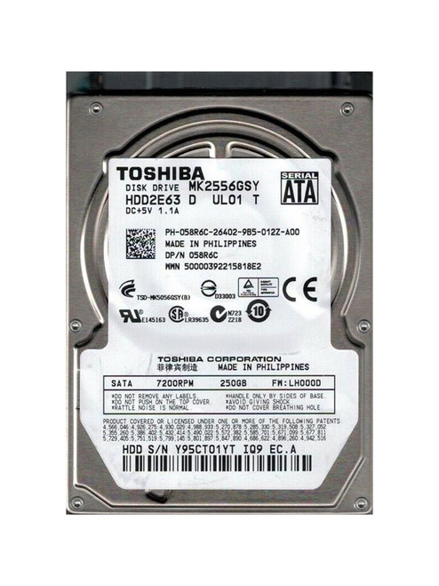 HDD2E63 - TOSHIBA 250GB 7200RPM SATA 16MB 2.5" HDD