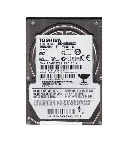 HDD2H41 - TOSHIBA 400GB 5400RPM SATA 8MB 2.5" HDD