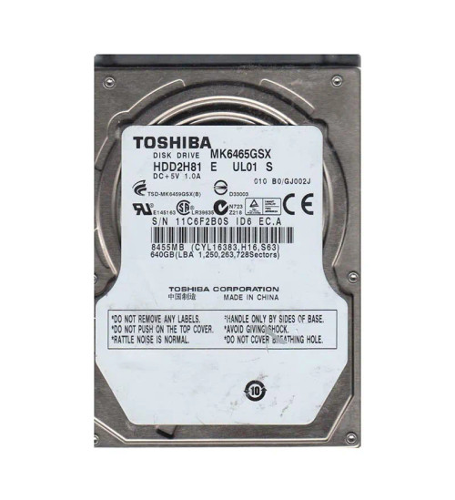 HDD2H81 - TOSHIBA 640GB 5400RPM SATA 8MB 2.5" HDD