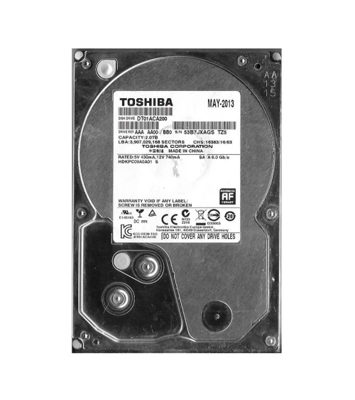 HDKPC09 - TOSHIBA 2TB 7200RPM SATA 6Gbps 64MB 3.5" HDD