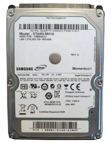 Samsung HM640JJ 640GB 7200RPM SATA 3Gbps 2.5Internal Hard Drive