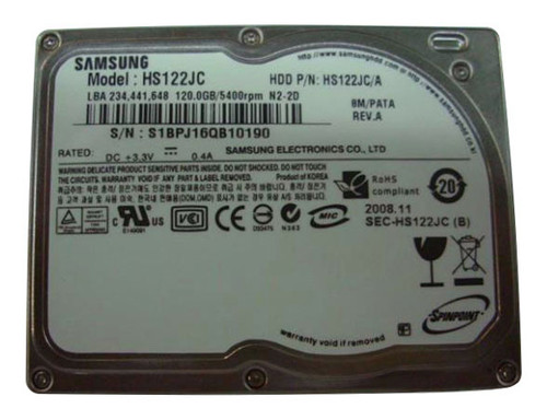 HS122JC Samsung Spinpoint N1C 120GB 5400RPM ATA-100 (ZIF) 8MB Cache 1.8-inch Internal Hard Drive