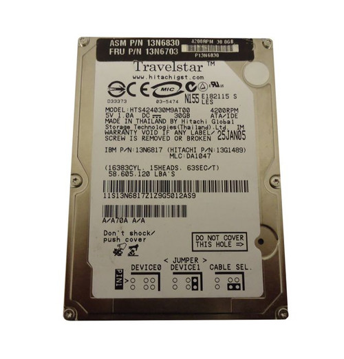 HTS424030M9AT00 - Hitachi 30GB 4200RPM IDE 2.5" HDD