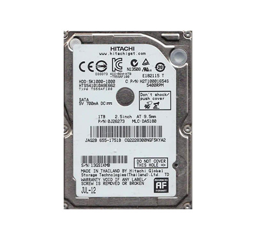 HGST HTS541010A9E662 Travelstar 5K1000 1TB 5400RPM SATA 6Gb/s 2.5HDD