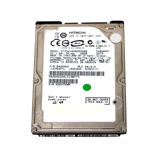 Hitachi HTS541040G9SA00 40GB 5400RPM SATA 2.5Hard Drive