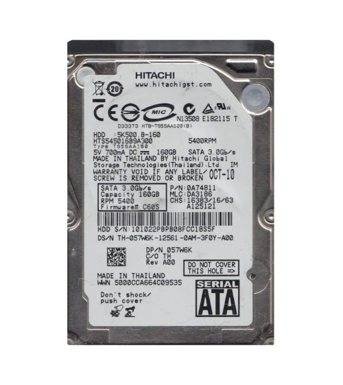HTS545016B9A300 - Hitachi 160GB 5400RPM SATA 8MB 2.5" HDD