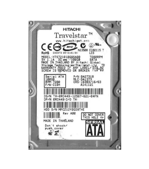 HTS721010G9SA00 - Hitachi 100GB 7200RPM SATA 2.5" 8MB HDD