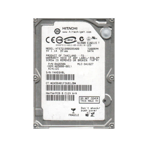 HTS721080G9SA00 - Hitachi 80GB 7200RPM SATA 2.5" 8MB HDD