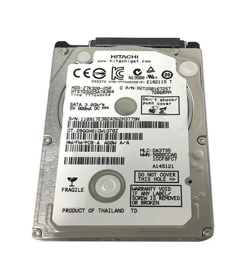 HTS723225A7A364 HGST Hitachi Travelstar Z7K320 250GB 7200RPM SATA 3Gbps 16MB Cache 2.5-inch Internal Hard Drive