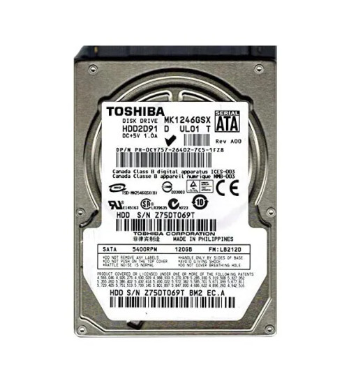 MK1246GSX - Toshiba 120GB 5400RPM SATA 3Gb/s 2.5" HDD