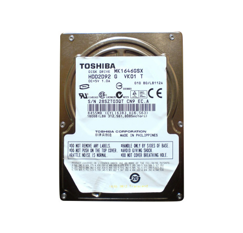 TOSHIBA MK1646GSX 160GB 5400RPM SATA 2.5Internal Hard Drive