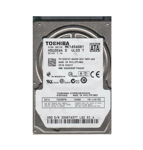 MK1656GSY - TOSHIBA 160GB 7200RPM SATA 3Gb/s 2.5" HDD