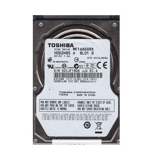 MK1665GSX - Toshiba 160GB 5400RPM SATA 8MB 2.5" HDD