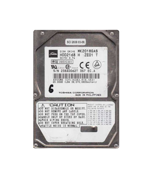 MK2018GAS - Toshiba 20GB 4200RPM IDE ATA-100 2.5" HDD