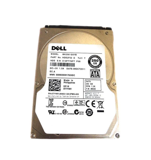 MK2561GSYB - TOSHIBA 250GB 7200RPM SATA 3Gb/s 2.5" HDD