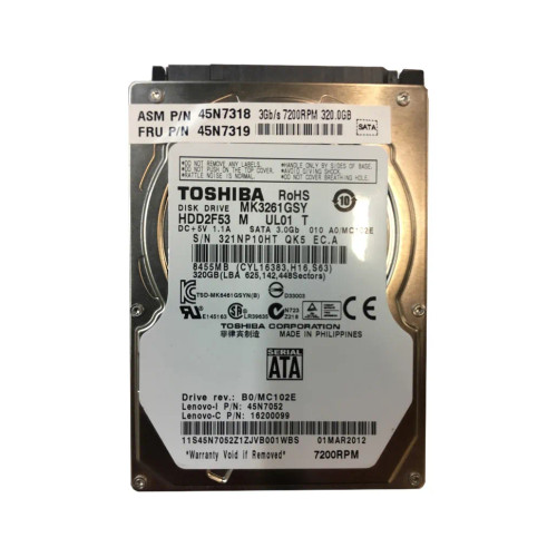 TOSHIBA MK3261GSY 320GB 7200RPM SATA 3Gbps 2.5HDD