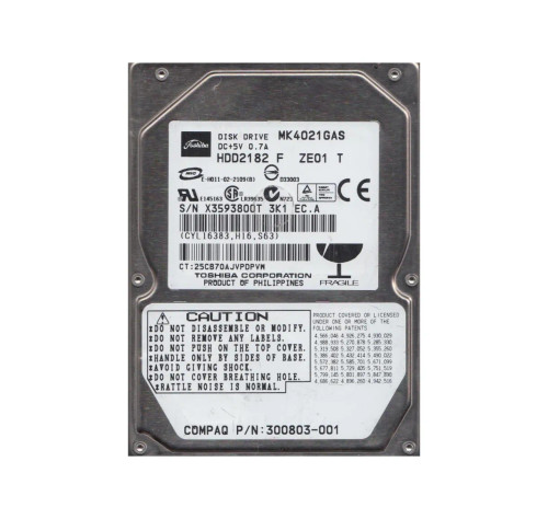 TOSHIBA MK4021GAS 40GB 4200RPM 2.5Internal Hard Drive
