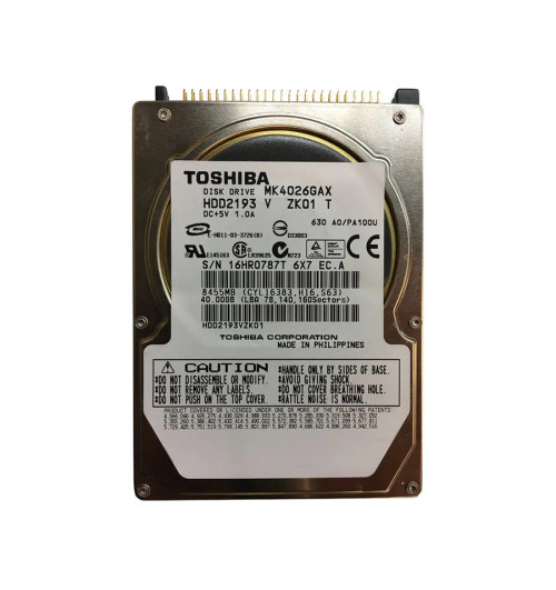 MK4026GAX - Toshiba 40GB 5400RPM IDE ATA-100 16MB 2.5" HDD