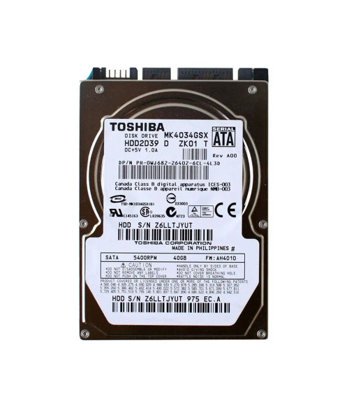 MK4034GSX - Toshiba 40GB 5400RPM SATA 8MB 2.5" HDD
