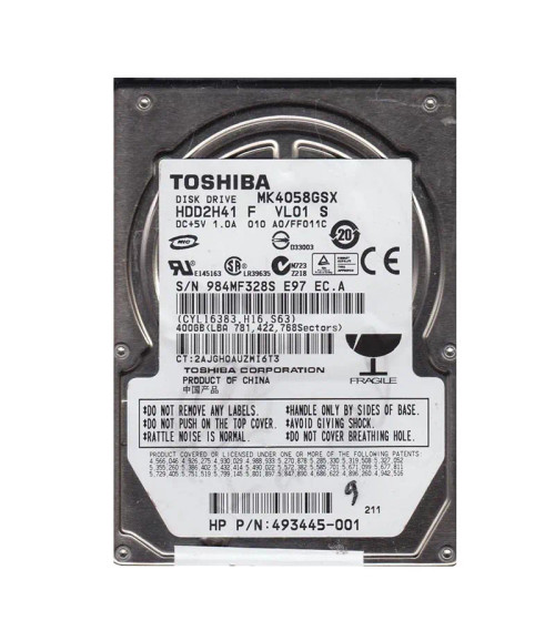 MK4058GSX - Toshiba 400GB 5400RPM SATA 3Gb/s 2.5" HDD