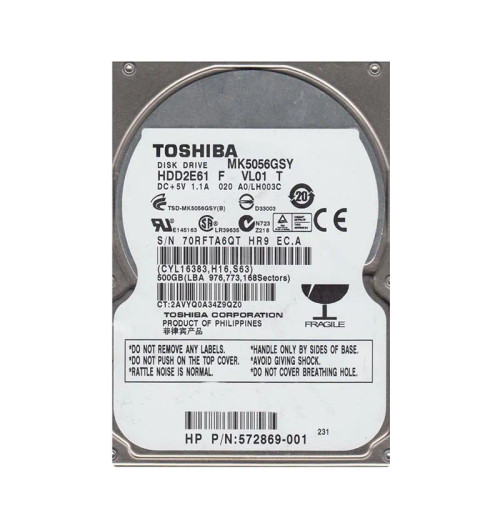 MK5056GSY - Toshiba 500GB 7200RPM SATA 2.5" HDD