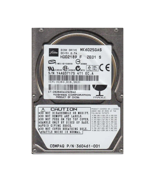 TOSHIBA MK6025GAS 60GB 4200RPM 2.5Internal Hard Drive