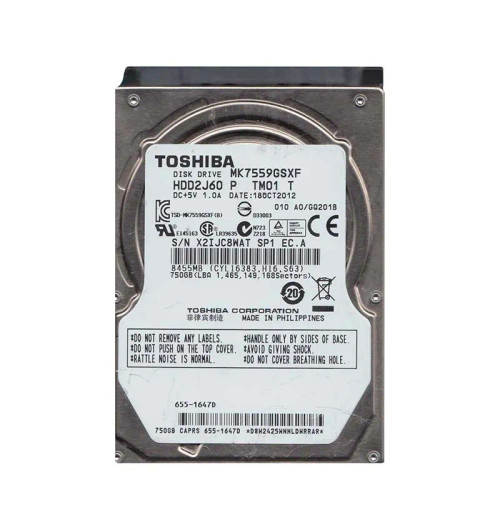 MK7559GSXF - Toshiba 750GB 5400RPM SATA 2.5" 8MB HDD