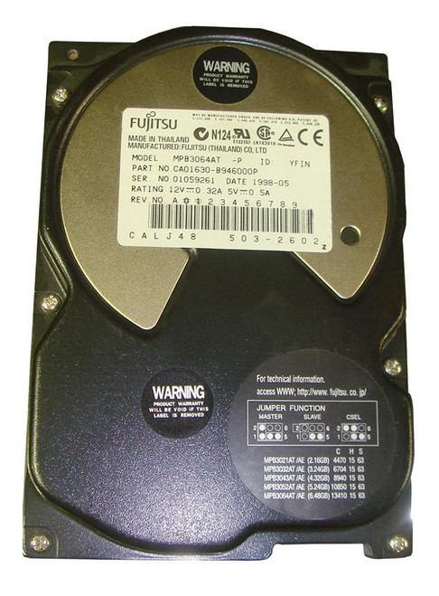 MPB3064AT - Fujitsu 6GB 5400RPM ATA-33 3.5-inch Hard Drive