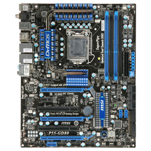 P55-GD80 - MSI Desktop Board Intel P55 Express Enhanced SpeedStep Technology Socket 1156 6.4GT/s 16GB DDR3 SDRAM DDR3-2000/PC3-16000, DDR3-1600/PC3-