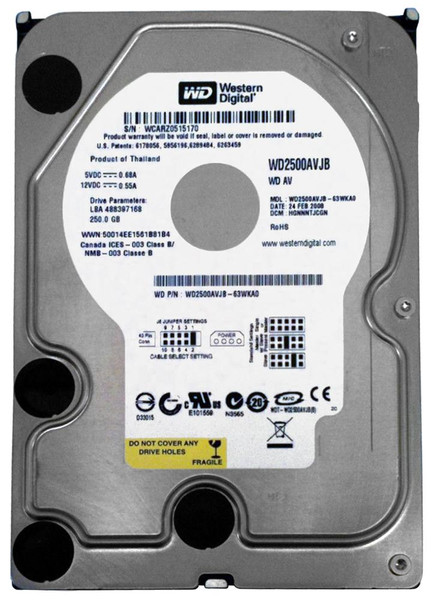 WD2500AVJB Western Digital AV 250GB 7200RPM ATA-100 8MB Cache 3.5-inch  Internal Hard Drive