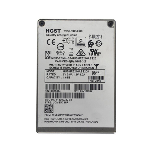 Hitachi Ultrastar HUSMR3216ASS205 1.6TB SAS SSD 12Gb/s 2.5-inch