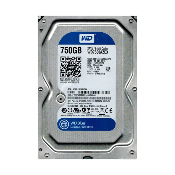 WD Blue 750GB SATA 6Gb/s 3.5-Inch Hard Drive WD7500AZEX-00RKKA0