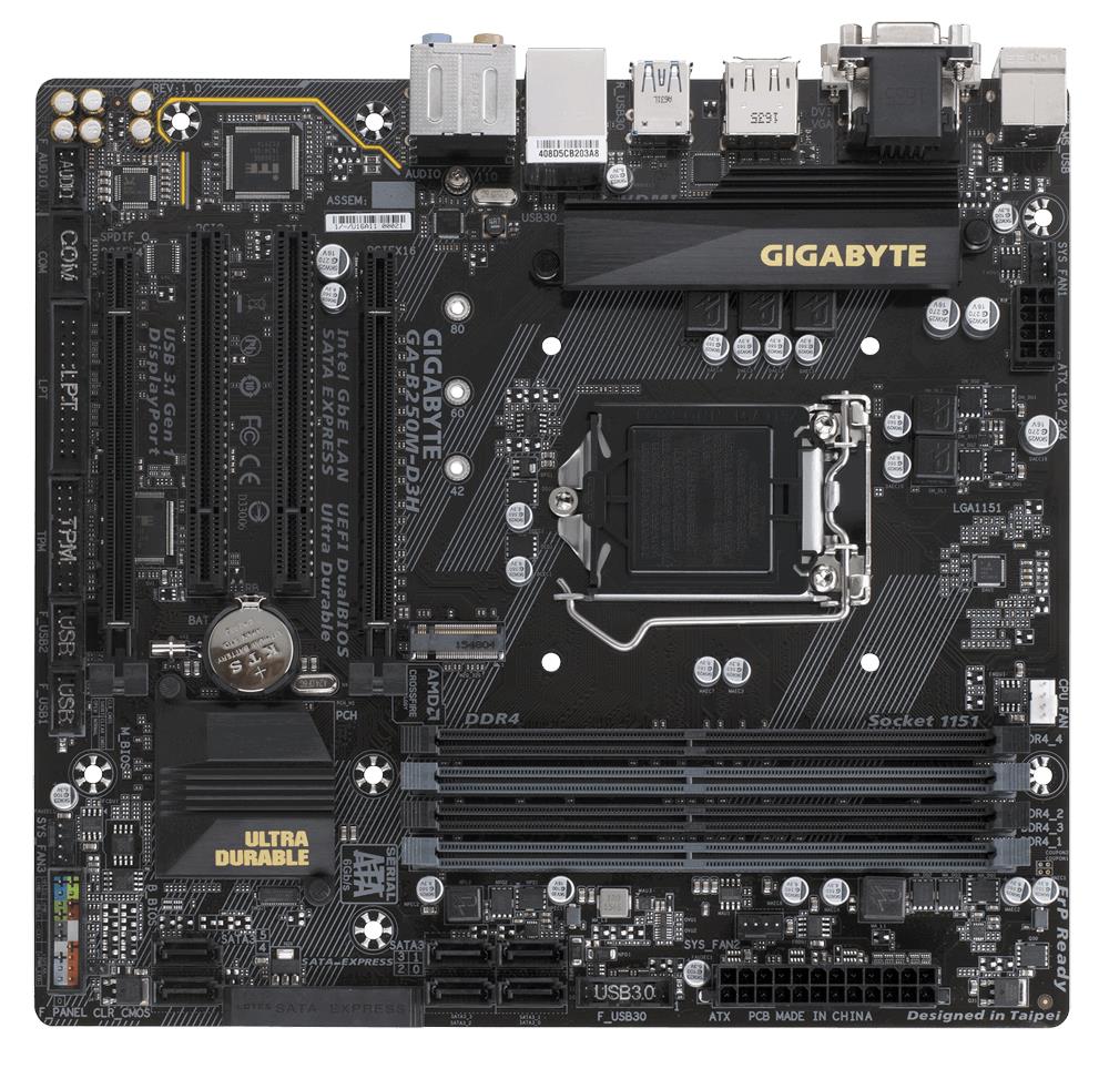 GA-B250M-D3H - Gigabyte Ultra Durable Desktop Motherboard Intel