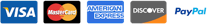 Visa, Mastercard, American Express, Discover, PayPal