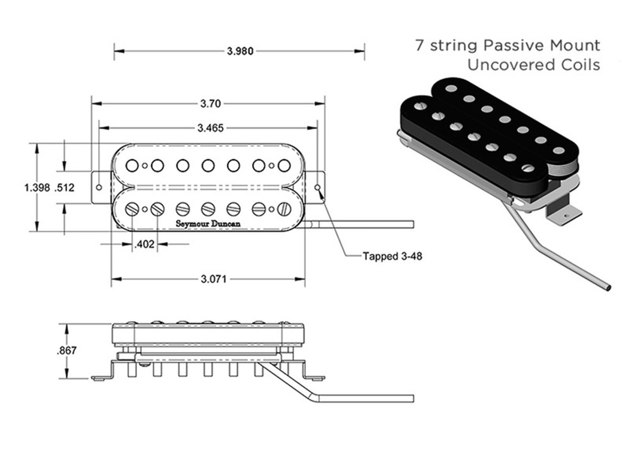 Seymour Duncan SH-6 Distortion 7 String Neck Humbucker Passive Mount Uncovered, black