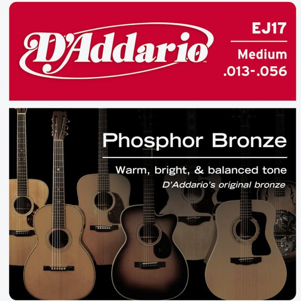 D'addario Phosphor Bronze Acoustic Guitar Medium EJ17 Strings