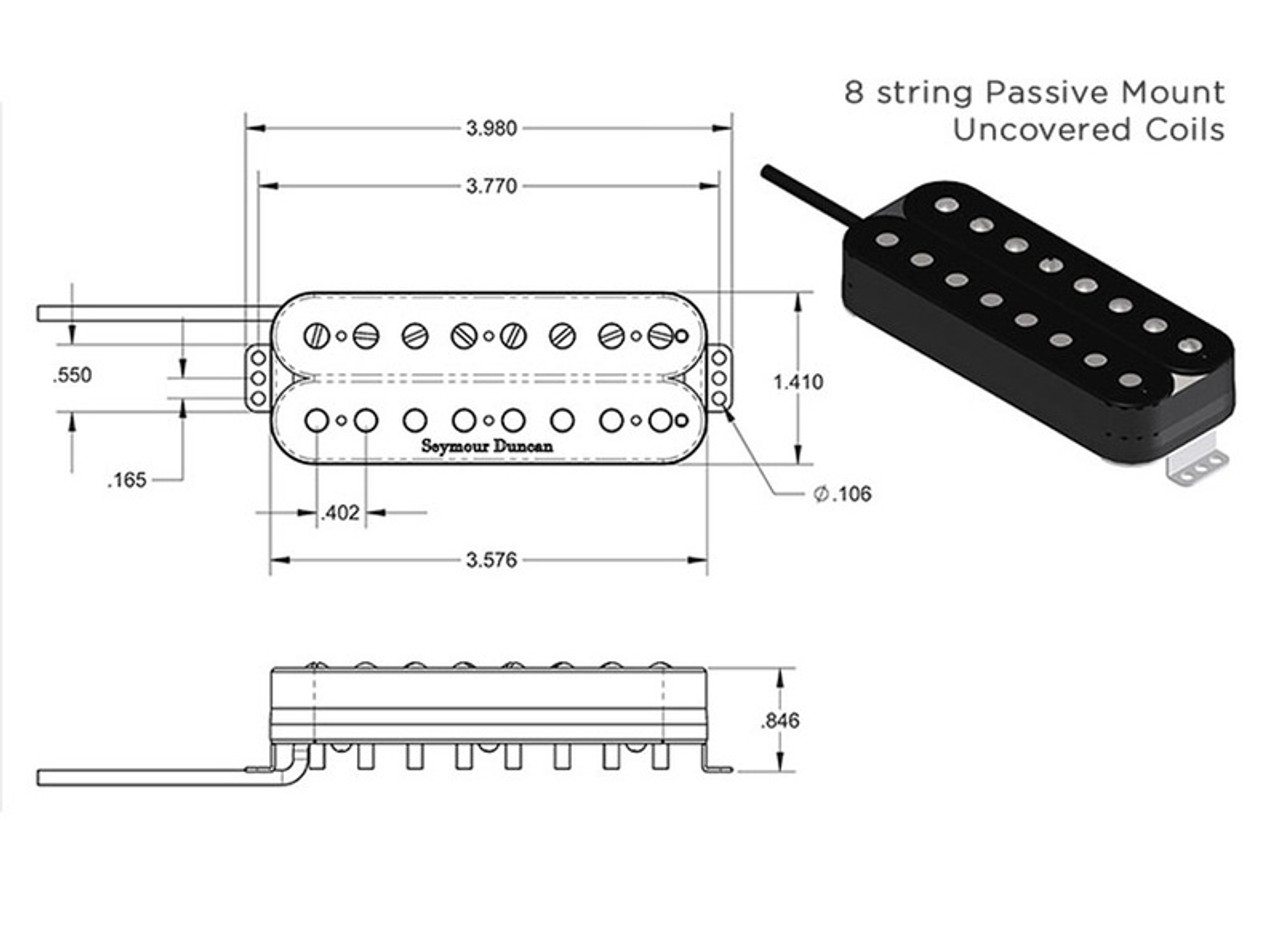 Seymour Duncan Sentient 8 String Neck Humbucker Passive Mount Uncovered, black