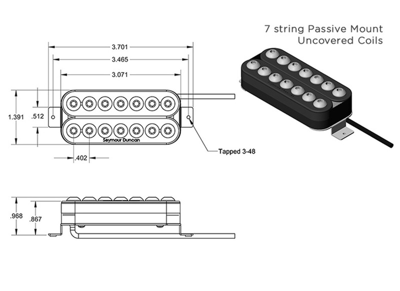 Seymour Duncan SH-8 Invader 7 String Neck Humbucker Passive Mount Uncovered, black