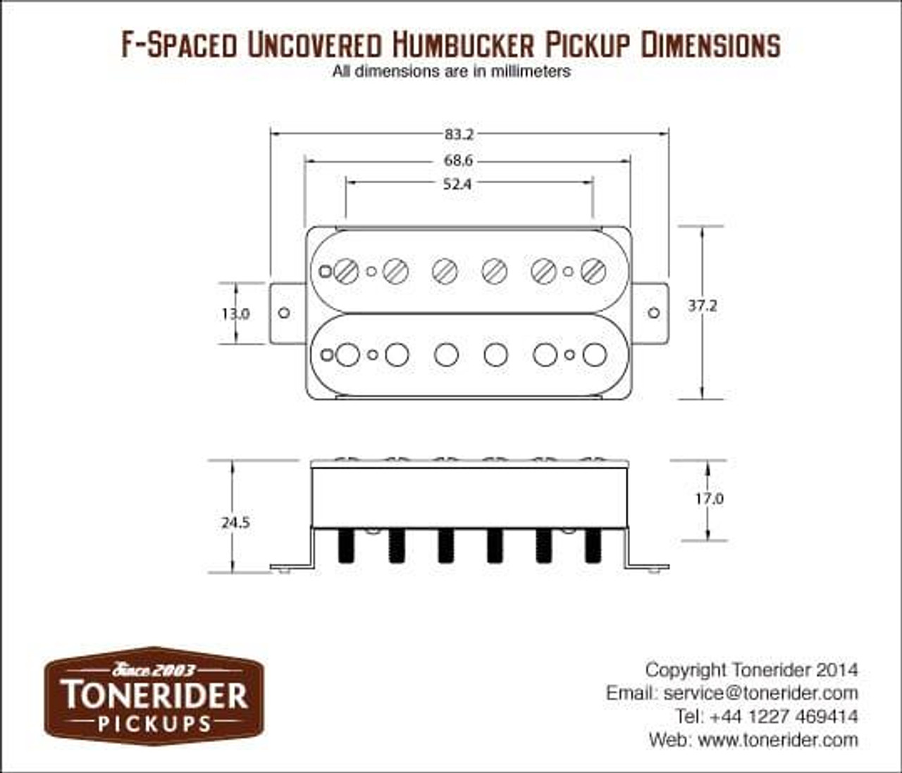 Tonerider Birmingham Alnico 5 Bridge Humbucker - zebra