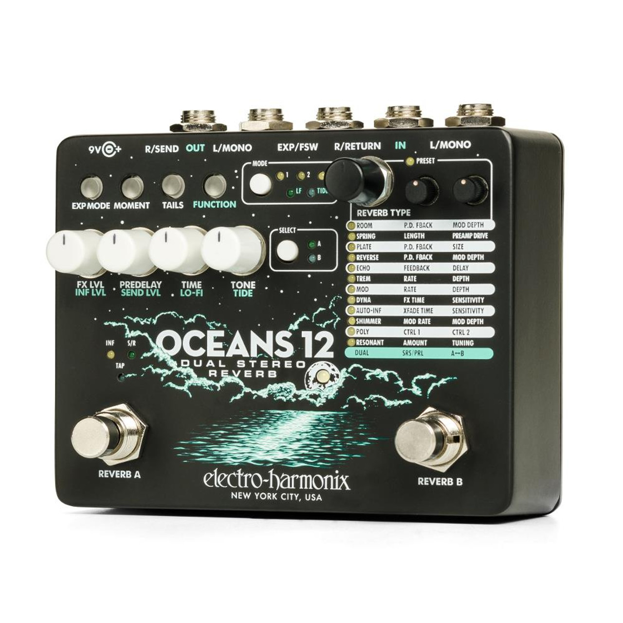 Electro-Harmonix Oceans 12 Dual Stereo Reverb pedal