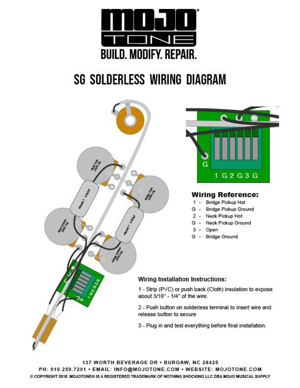 Mojotone SG Solderless Wiring Harness