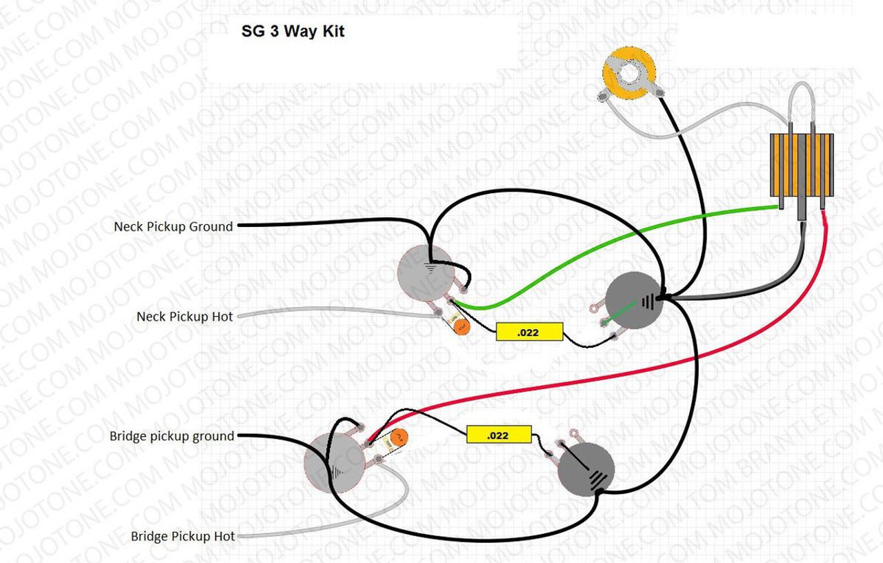 Mojotone Pre-Wired SG Guitar Wiring Harness Mojotone Pre-Wired SG Guitar Wiring Harness
