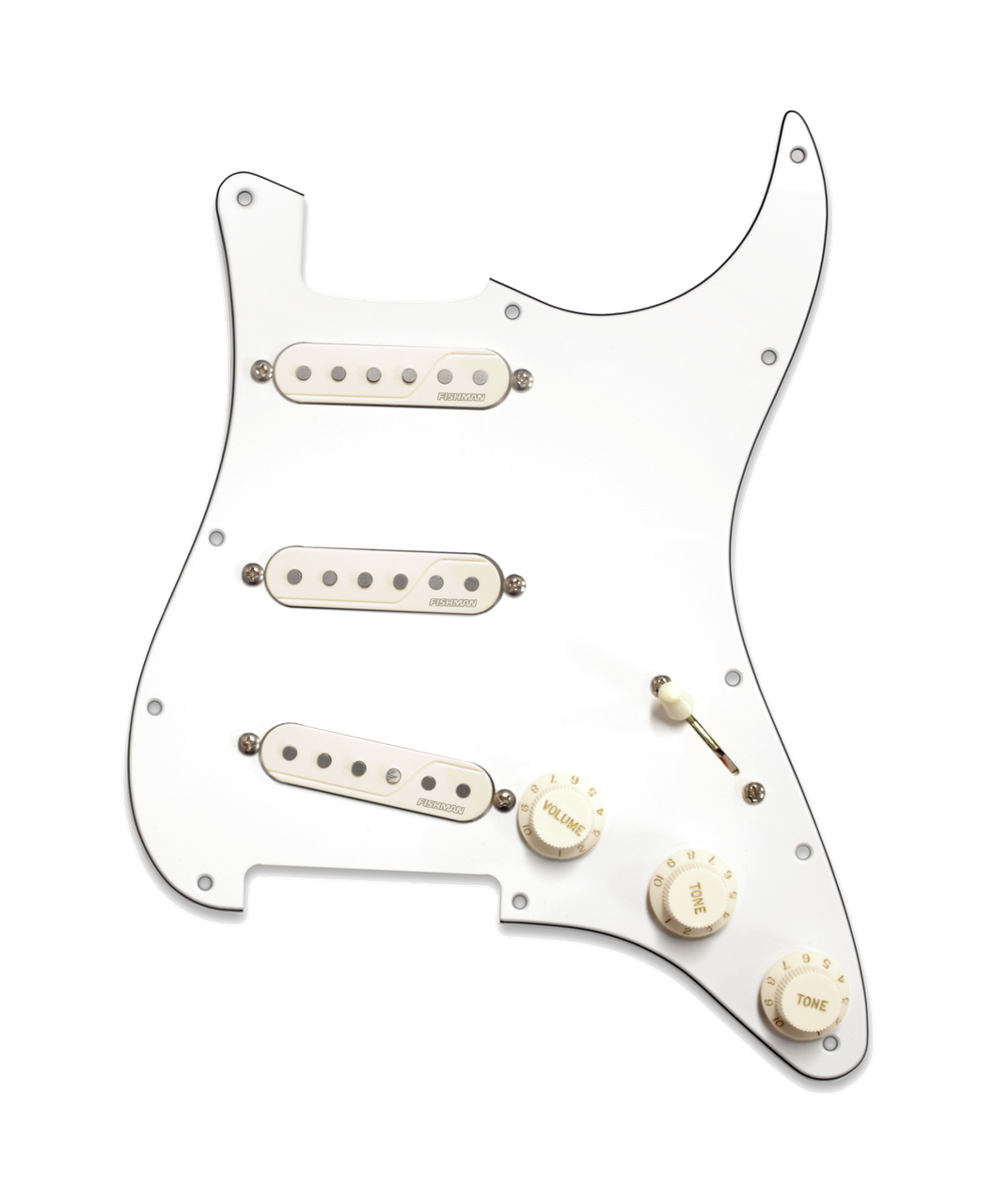 Fishman Fluence Single Width Loaded Pickguard set of 3 for Strat - white